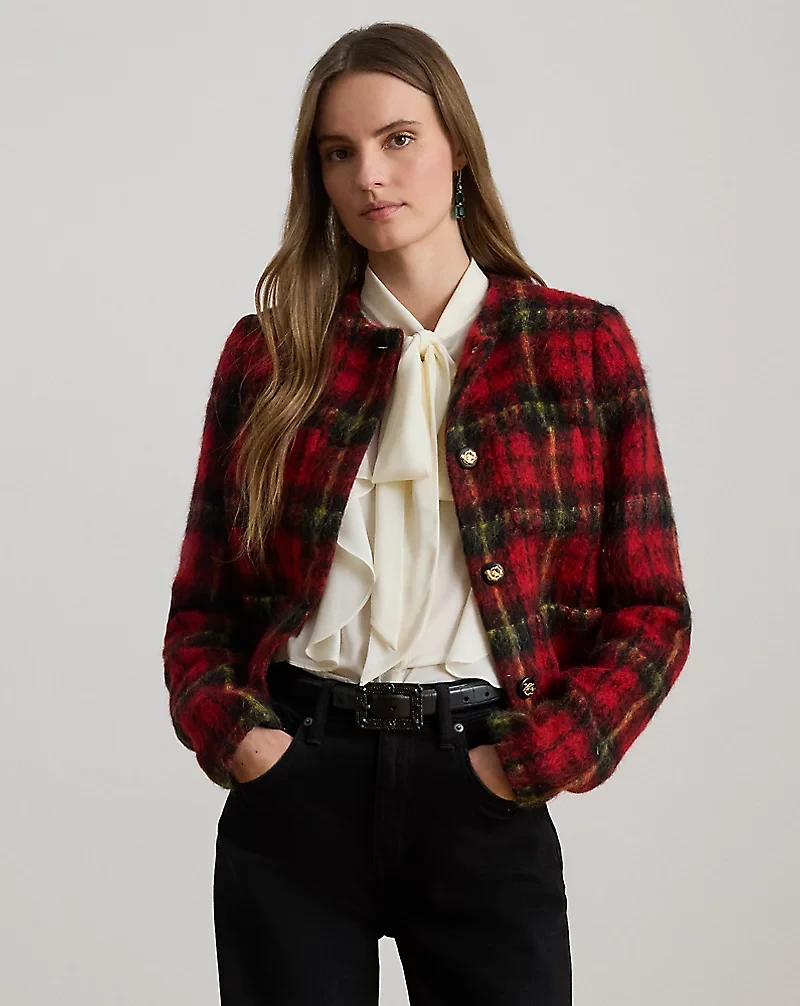 Plaid Mohair Cropped Jacket