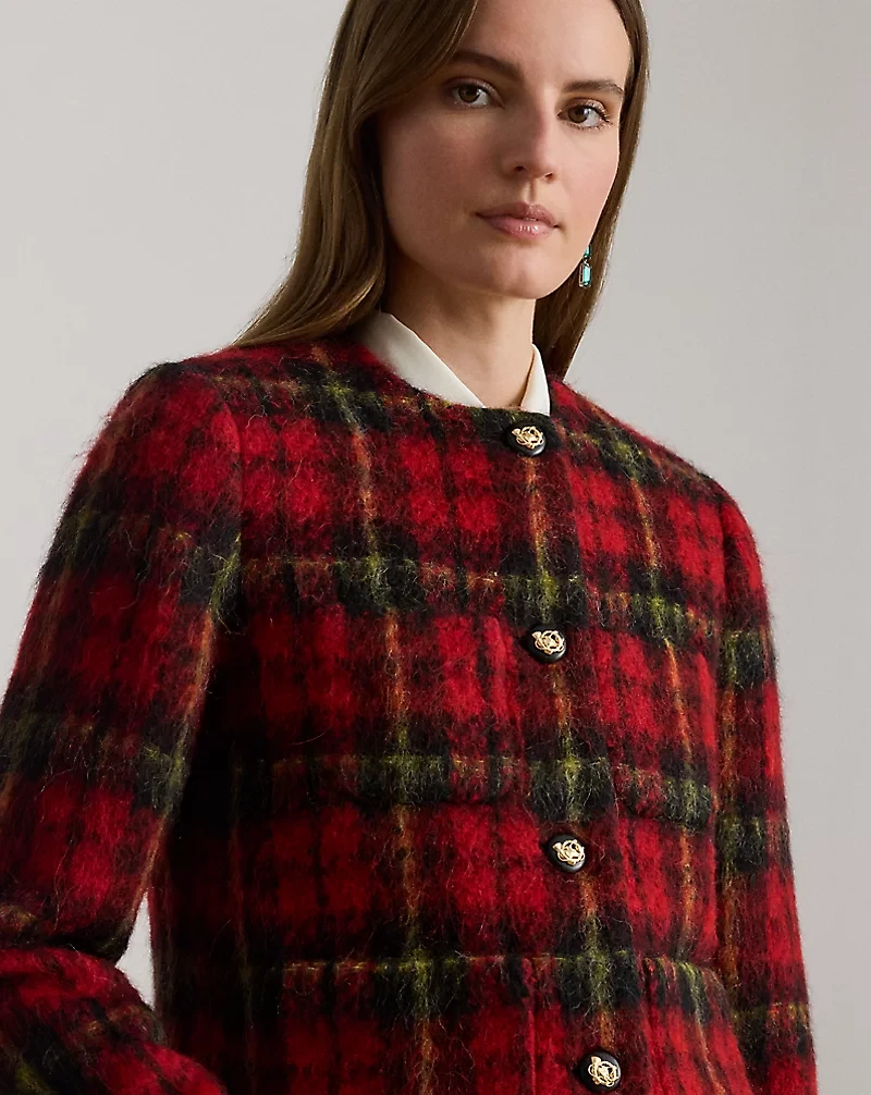 Plaid Mohair Cropped Jacket