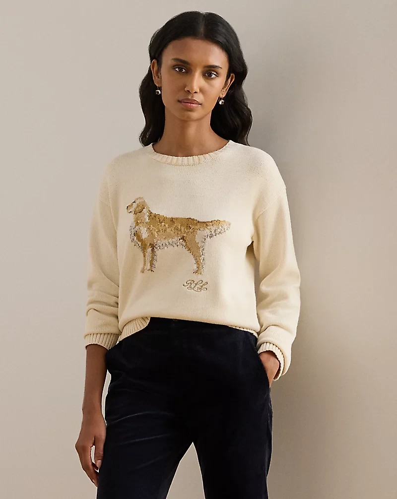 Intarsia-Knit Golden Retriever Sweater