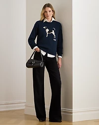 Intarsia-Knit Dog Cotton Sweater