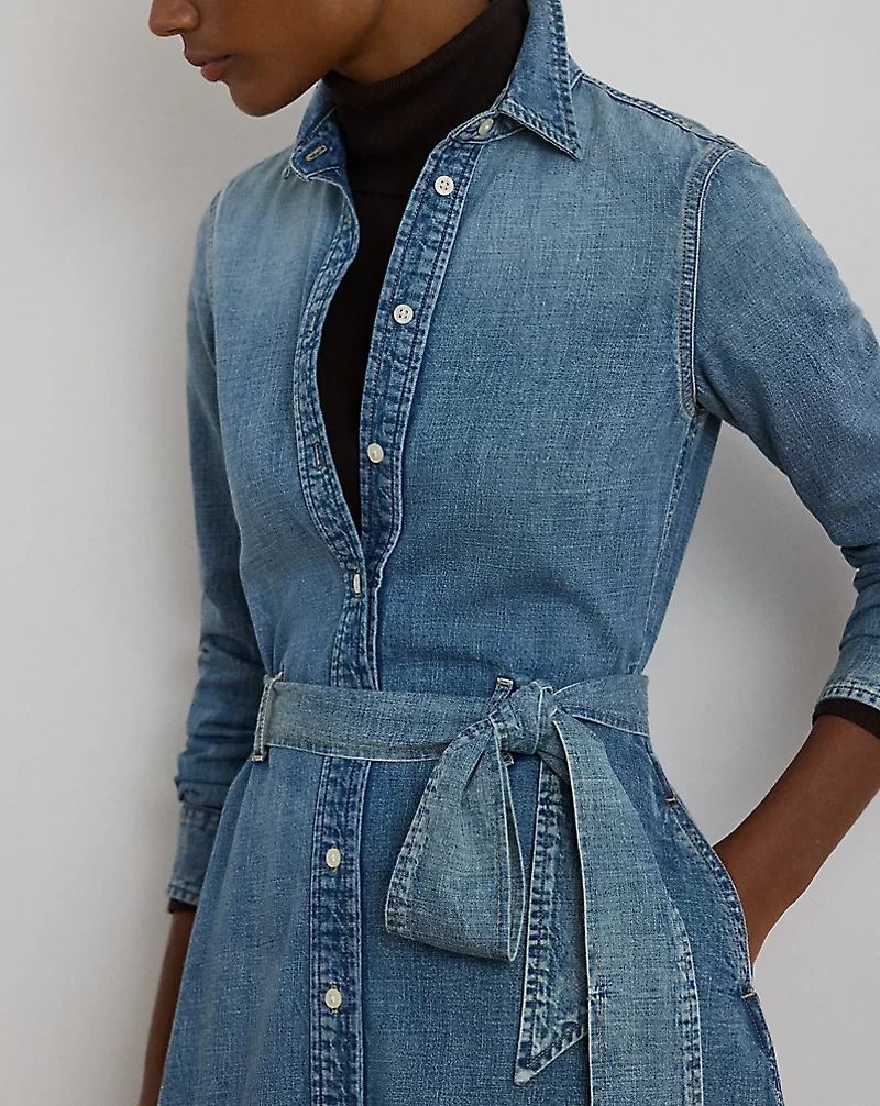 Belted Denim Shirtdress