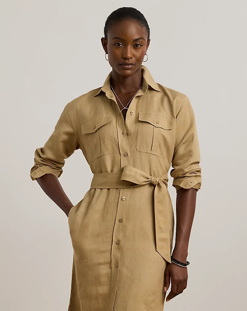 Linen-Blend Shirtdress
