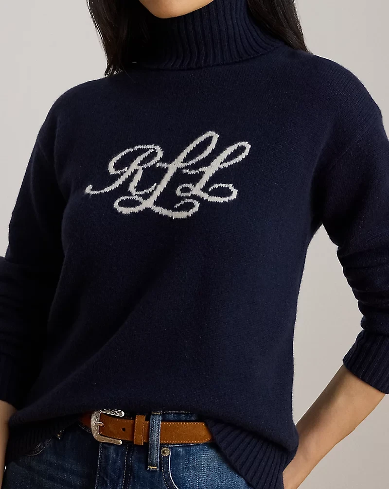 Logo Cashmere Turtleneck Sweater