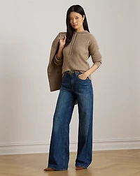 Rib-Knit Cashmere Sweater Hoodie