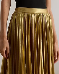 Pleated Metallic Chiffon Skirt