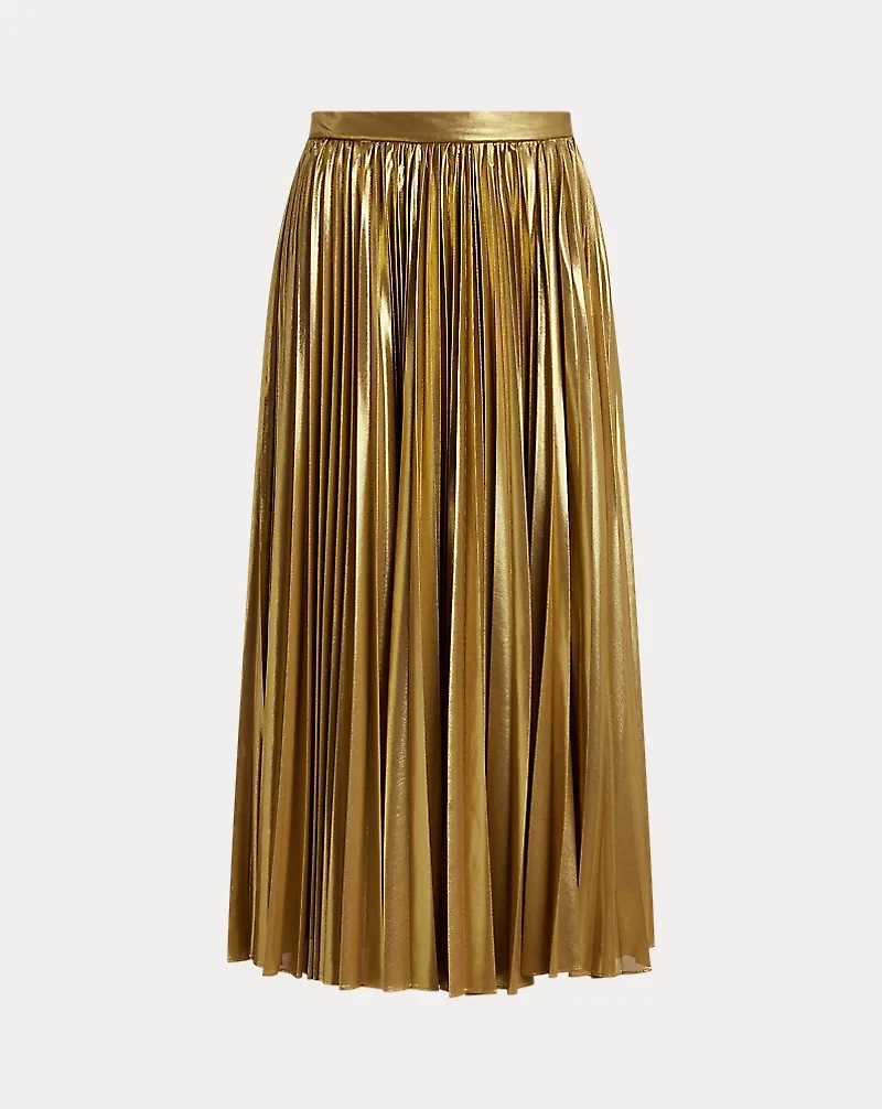 Pleated Metallic Chiffon Skirt