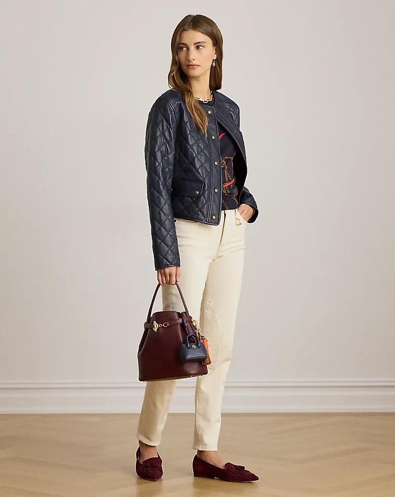 Diamond-Quilted Lambskin Cropped Jacket