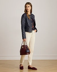 Diamond-Quilted Lambskin Cropped Jacket