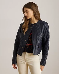 Diamond-Quilted Lambskin Cropped Jacket