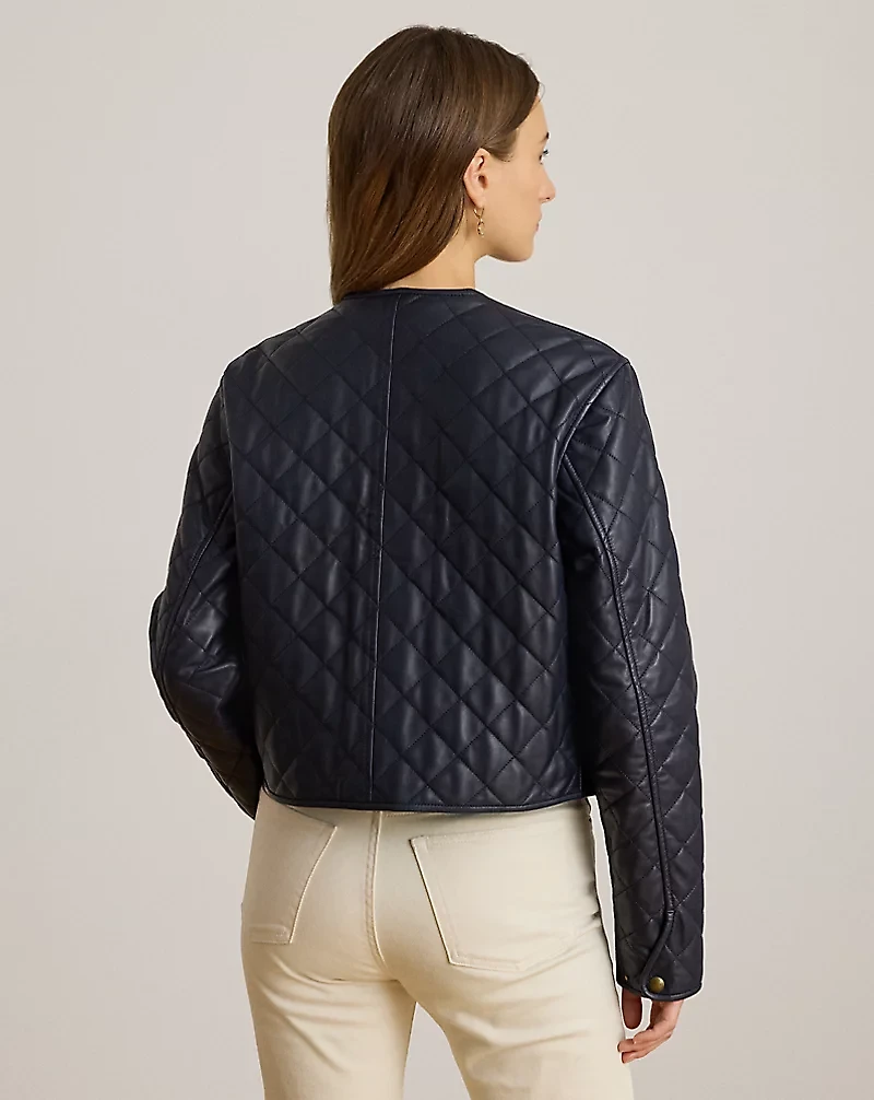 Diamond-Quilted Lambskin Cropped Jacket