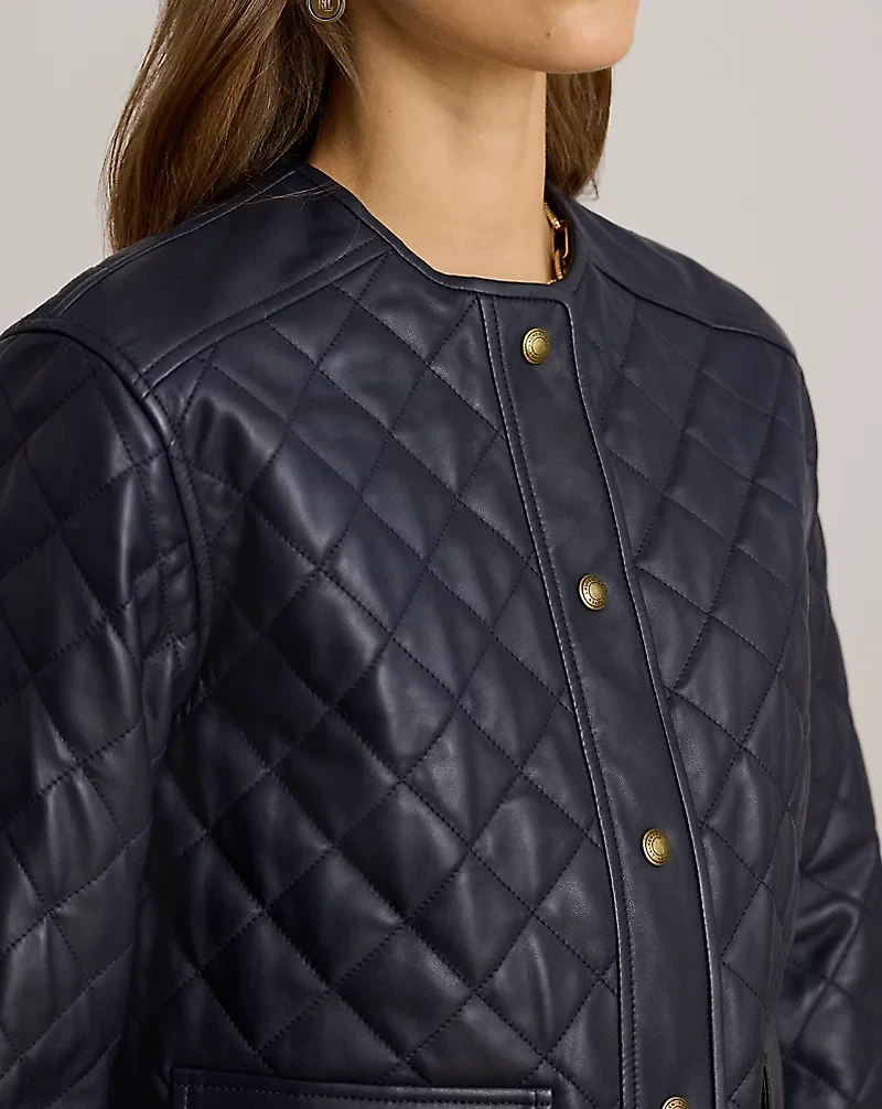 Diamond-Quilted Lambskin Cropped Jacket