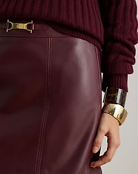 Buckle-Trim Lambskin Pencil Miniskirt