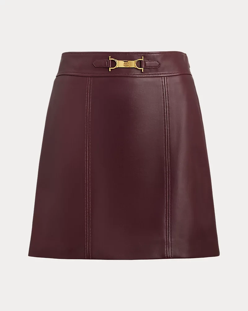 Buckle-Trim Lambskin Pencil Miniskirt
