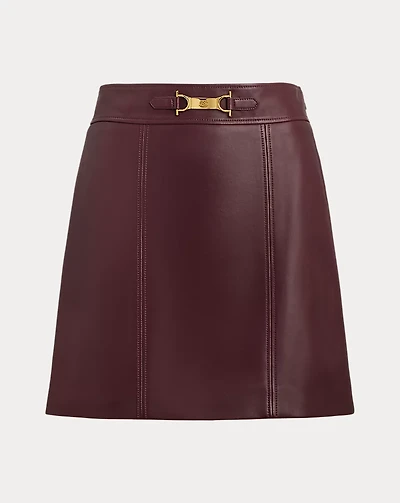 Buckle-Trim Lambskin Pencil Miniskirt