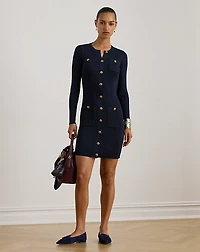 Button-Trim Rib-Knit Sweater Dress