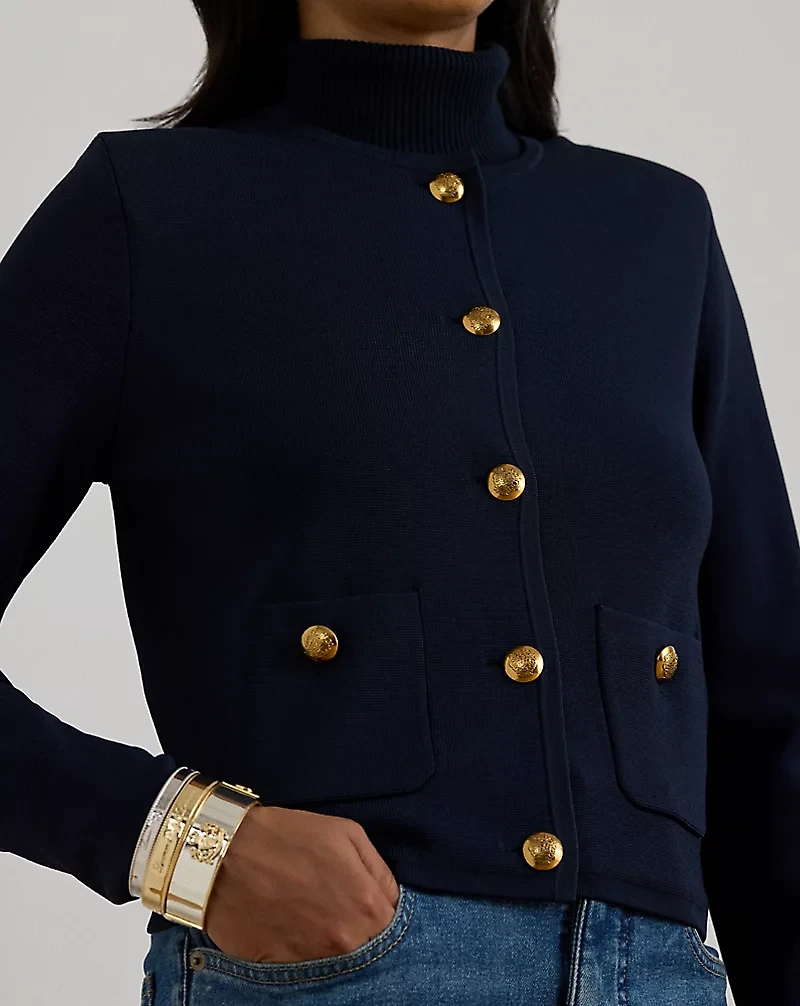 Cropped Crewneck Sweater Jacket