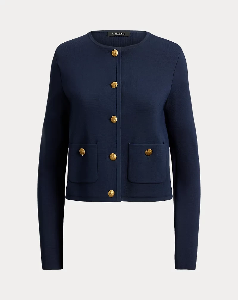 Cropped Crewneck Sweater Jacket