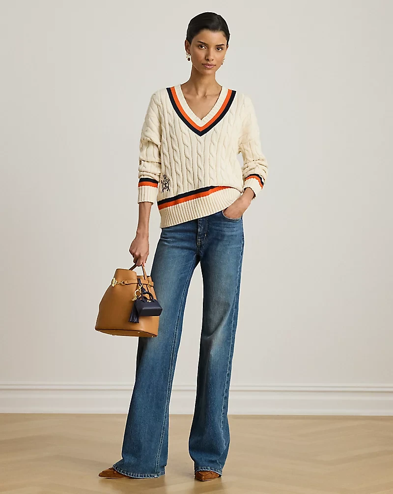 Cable-Knit Cotton Cricket Sweater