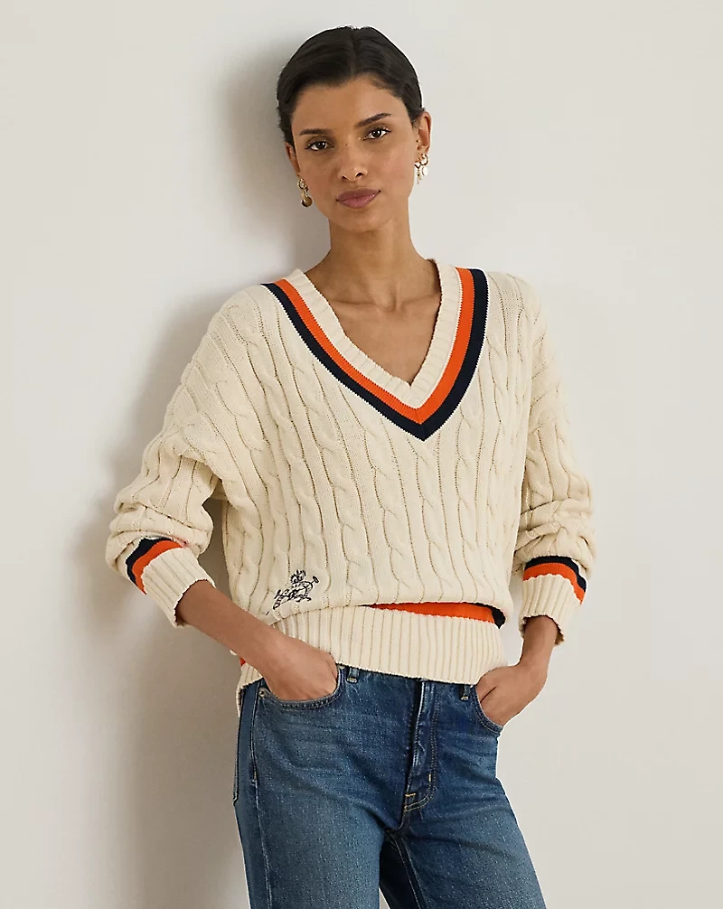 Cable-Knit Cotton Cricket Sweater