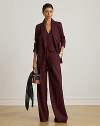 Wool-Blend Twill Wide-Leg Pant