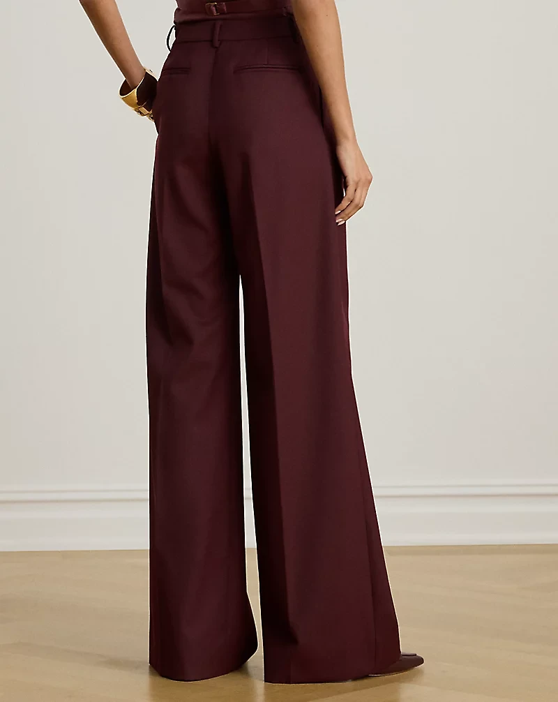 Wool-Blend Twill Wide-Leg Pant