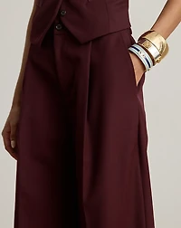 Wool-Blend Twill Wide-Leg Pant