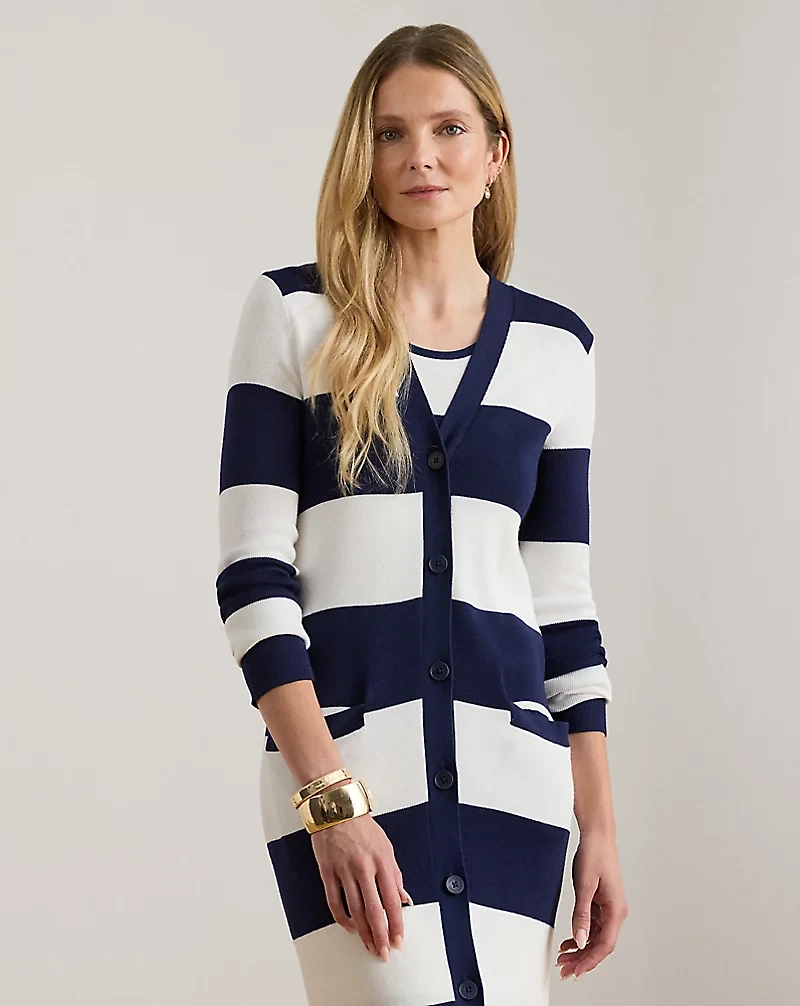 Striped Cotton-Blend Cardigan