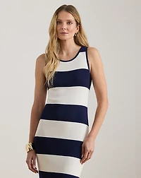 Striped Cotton-Blend Midi Tank Dress