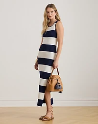 Striped Cotton-Blend Midi Tank Dress