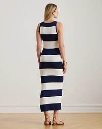 Striped Cotton-Blend Midi Tank Dress