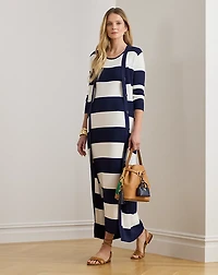 Striped Cotton-Blend Midi Tank Dress