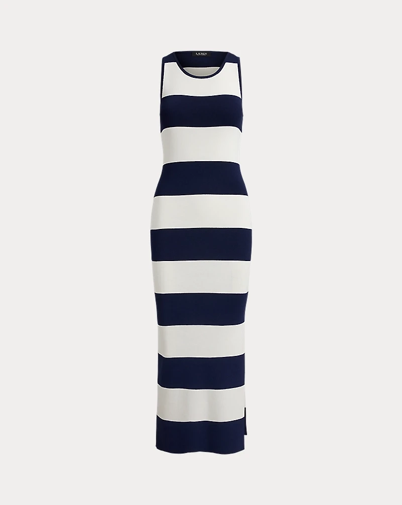 Striped Cotton-Blend Midi Tank Dress