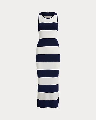Striped Cotton-Blend Midi Tank Dress