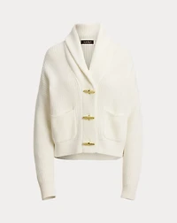 Rib-Knit Shawl-Collar Toggle Cardigan