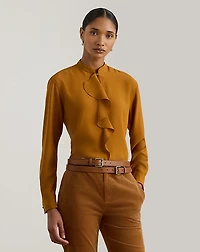 Ruffle-Trimmed Georgette Tunic