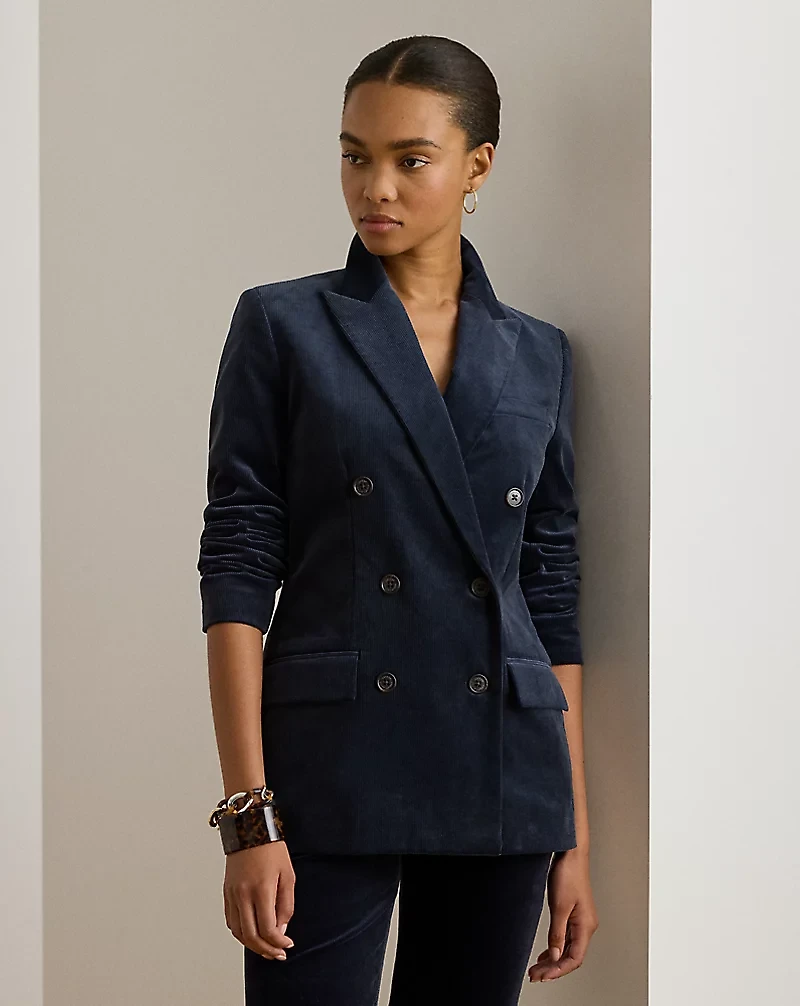 Double-Breasted Corduroy Blazer
