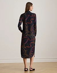 Print Georgette Tie-Neck Shirtdress
