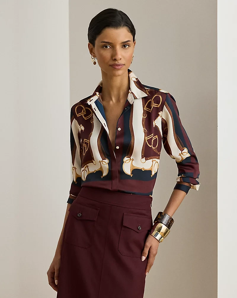 Classic Fit Equestrian-Print Twill Shirt