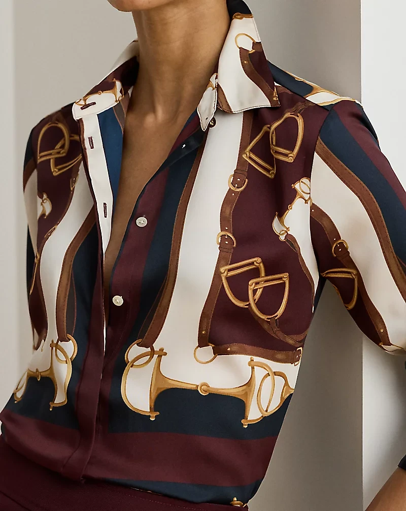 Classic Fit Equestrian-Print Twill Shirt