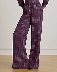 Foulard-Print Crepe Wide-Leg Pant