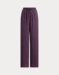 Foulard-Print Crepe Wide-Leg Pant