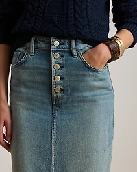 Denim Pencil Midi Skirt