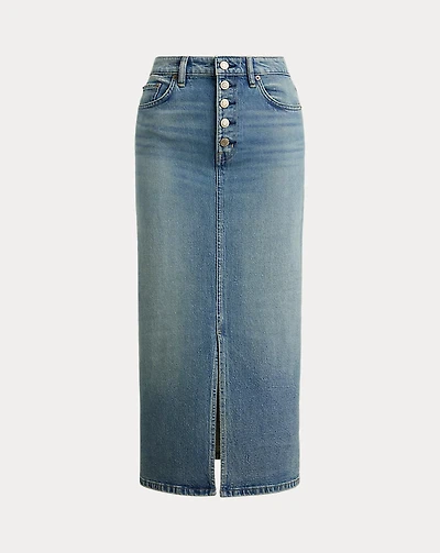 Denim Pencil Midi Skirt