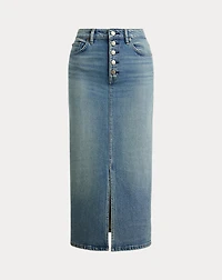 Denim Pencil Midi Skirt