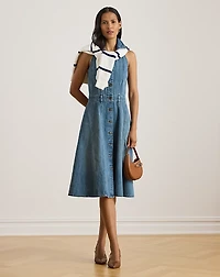 Paneled Denim Sleeveless Shirtdress