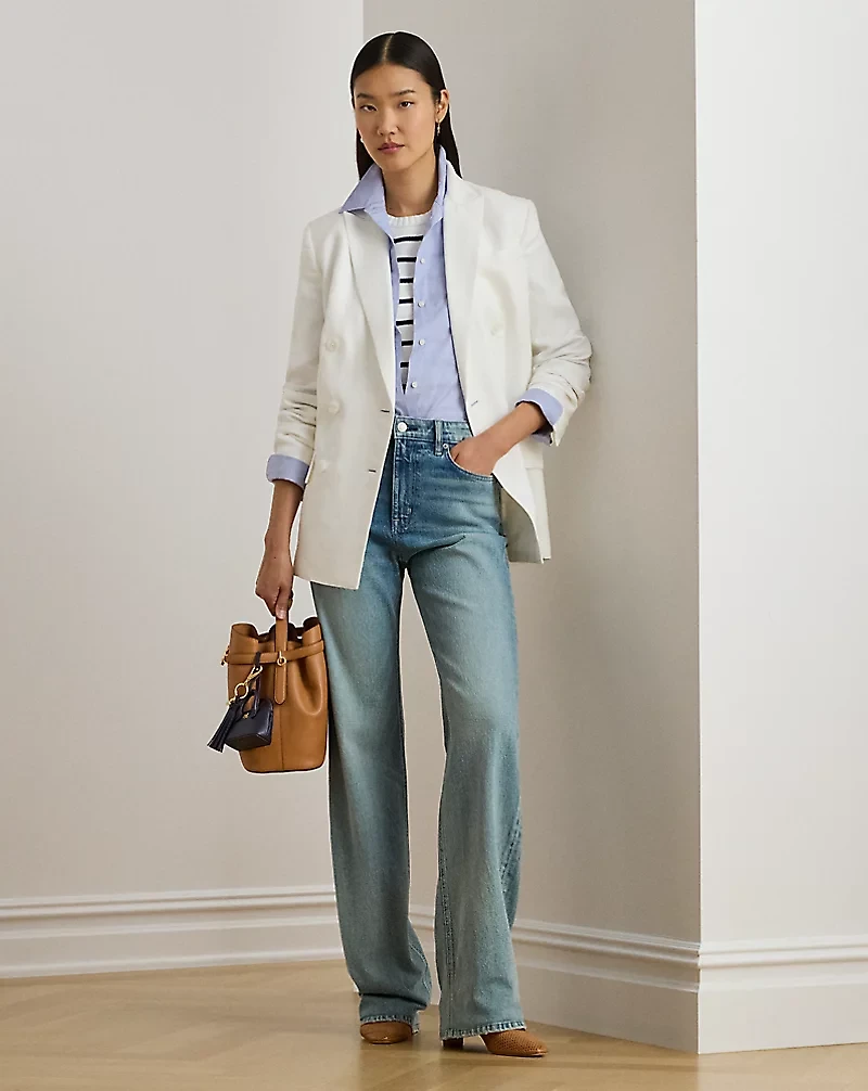 Double-Breasted Linen-Blend Twill Blazer