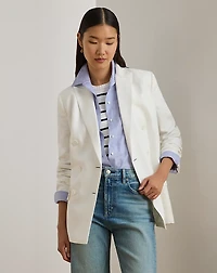 Double-Breasted Linen-Blend Twill Blazer