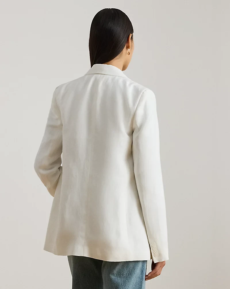 Double-Breasted Linen-Blend Twill Blazer