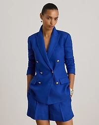 Double-Breasted Linen-Cotton Blazer