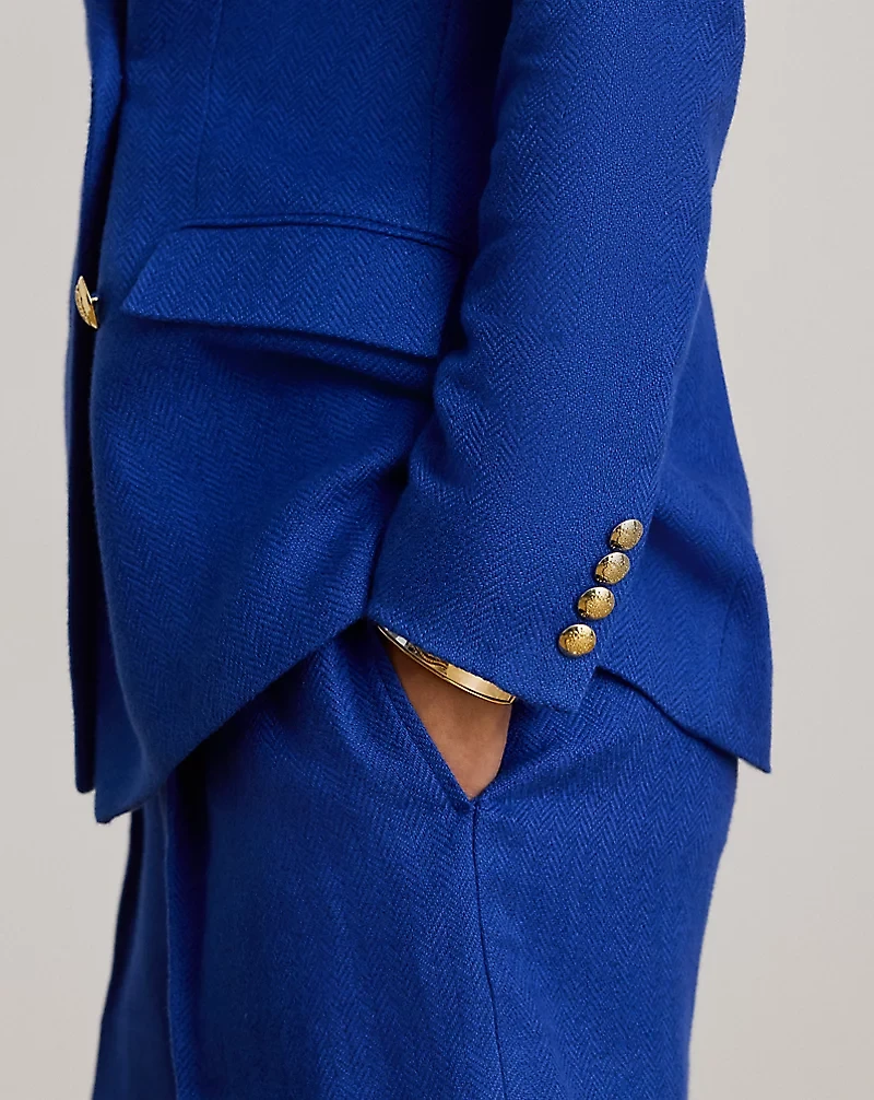 Double-Breasted Linen-Cotton Blazer